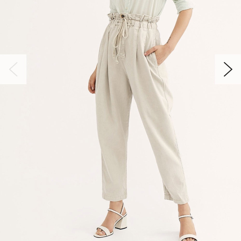 Free People Margate Pleated High-Waisted Trousers in Beach
